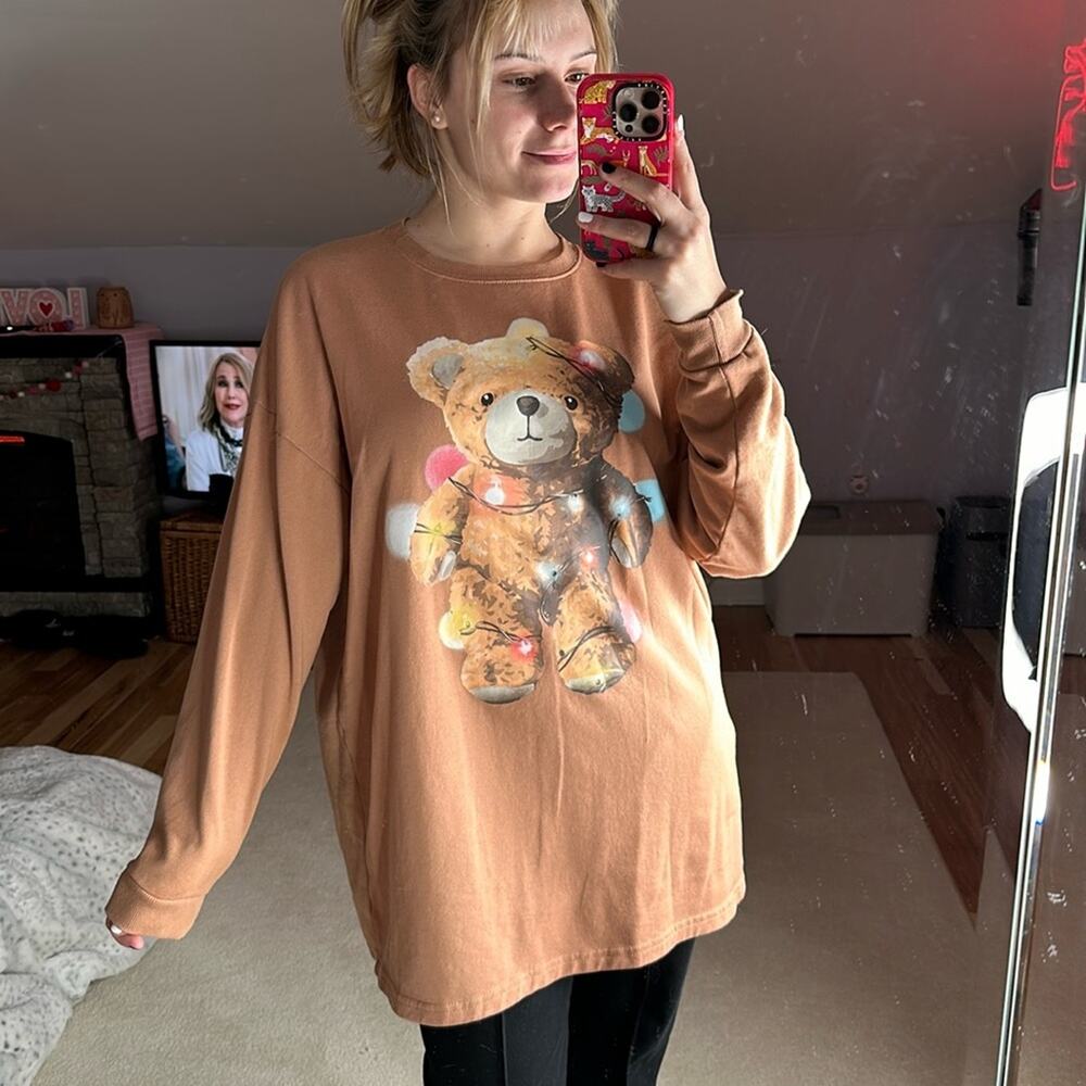 Urban Outfitters: Teddy Bear Holiday Sweatshirt Oversized